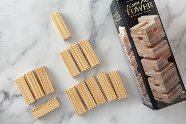 Wood blocks set up in tree shape
