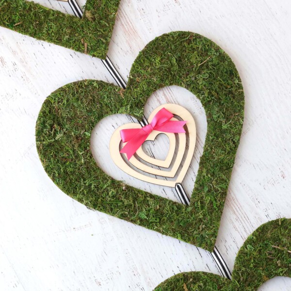 Heart wreath covered in moss.