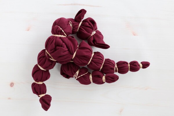 Sweatshirt rubber banded ready for tie dye.