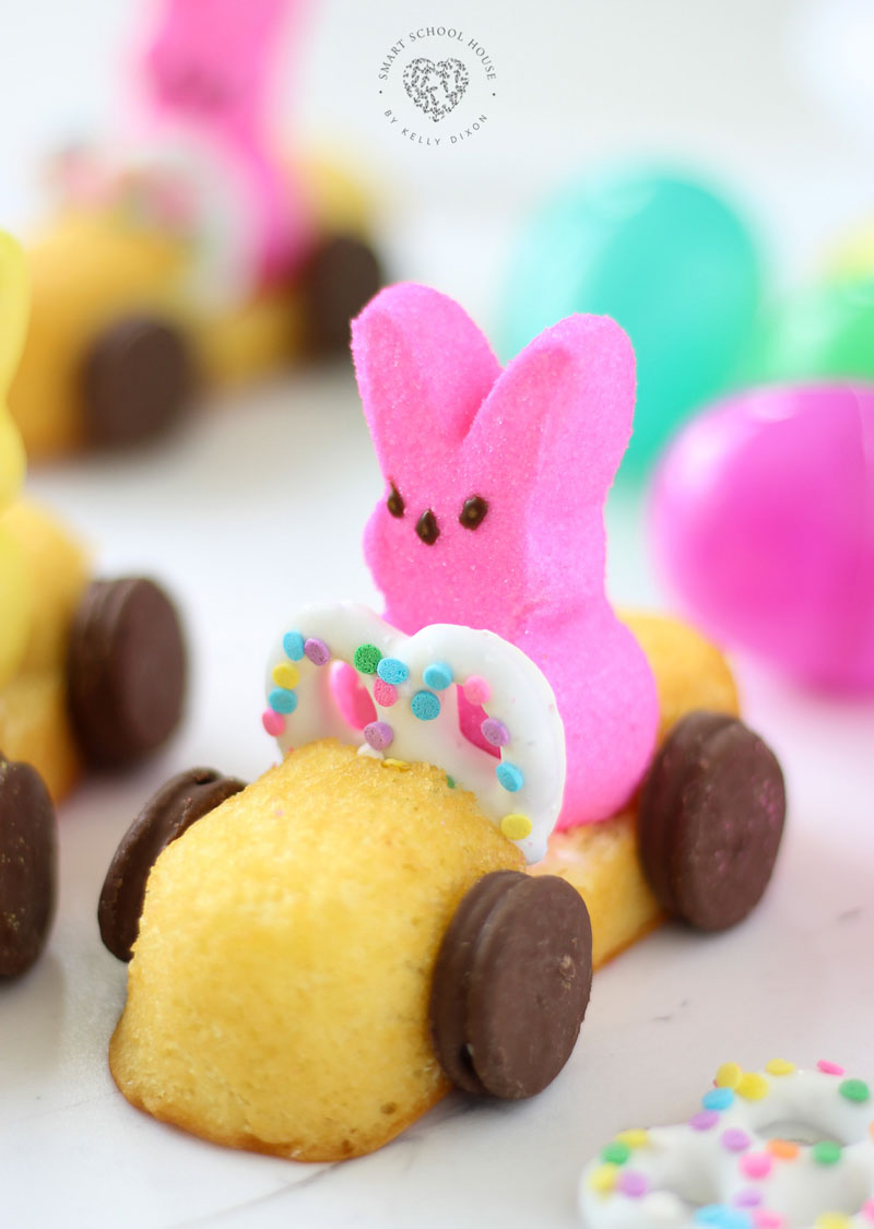 Bunny race car make with Peeps and twinkie.
