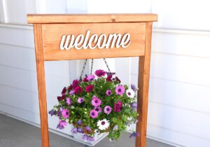 DIY wooden hanging plant stand.