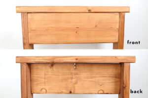 Front of plant stand and back of plant stand showing the hook.