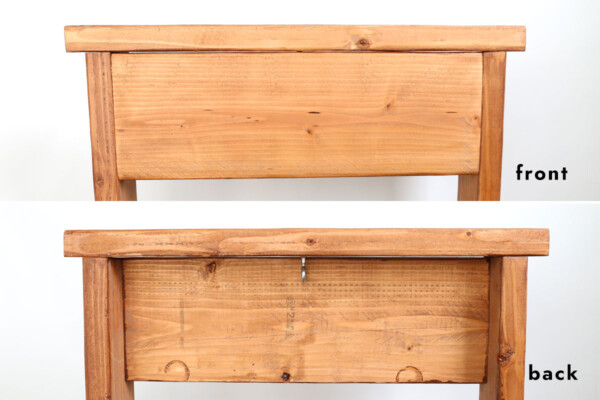 Front of plant stand and back of plant stand showing the hook.