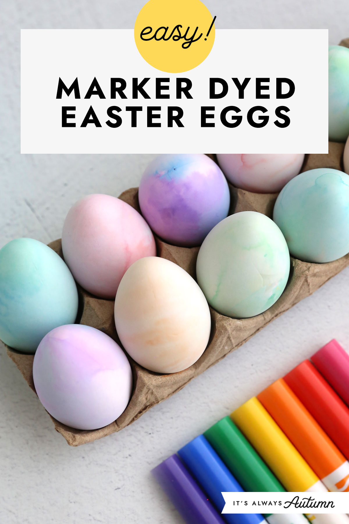 Easy! Marker dyed Easter eggs.
