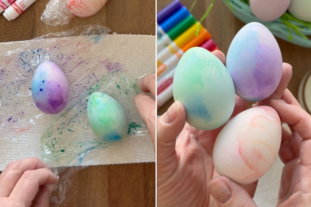Unwrapping the egg, finished dried eggs.