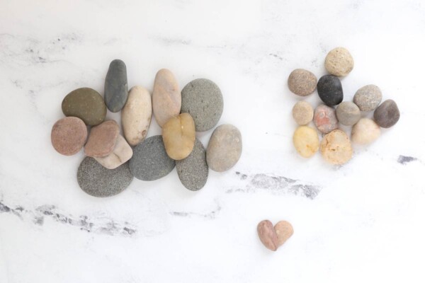 Pebbles separated by shape.