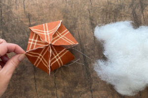 Fabric pumpkin and polyfill stuffing
