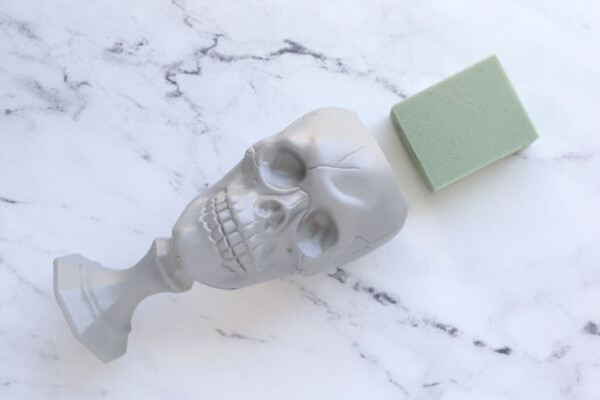 Skull planter and floral foam