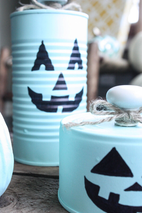 Tin can pumpkin craft