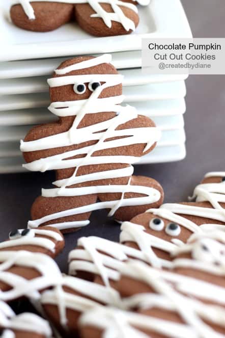 Chocolate Pumpkin Mummy Cookies.