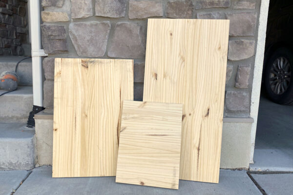 Wood planks in three sizes