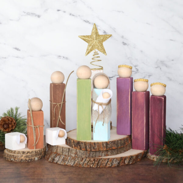 DIY wood block nativity.