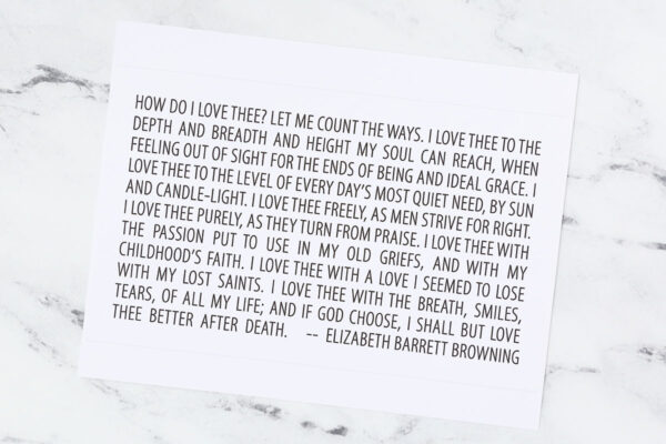 Printed love poem background