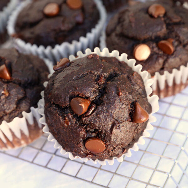 Healthy chocolate banana muffin.