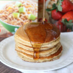 Stack of oatmeal packet pancakes.