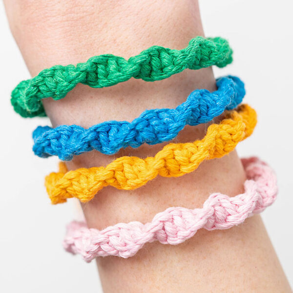 Spiral macrame bracelets.