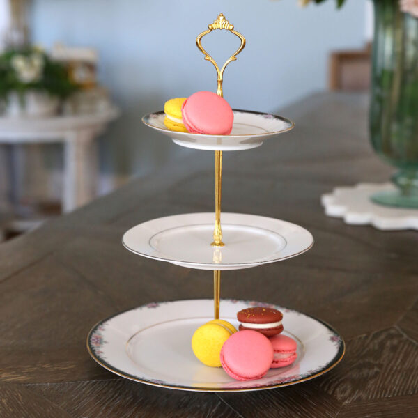 DIY cupcake stand made from plates.