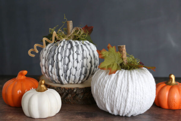 Completed mop head pumpkins.