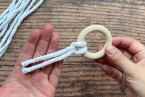 Tails of cord pulled through loop.