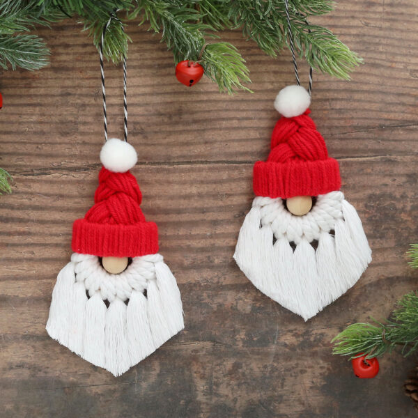 Macrame santa ornaments.