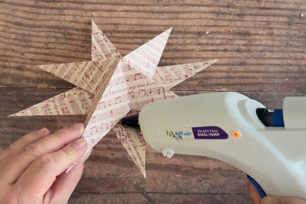 Adding more hot glue where the stars meet to secure.