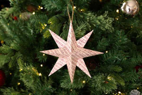 3D paper star Christmas tree ornament.