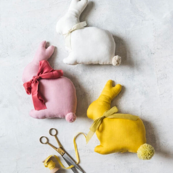 Stuffed fabric Easter bunnies.