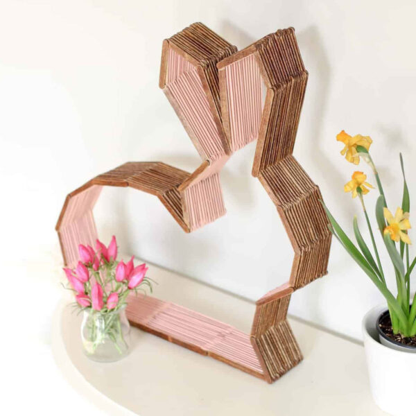 Bunny made from popsicle sticks.