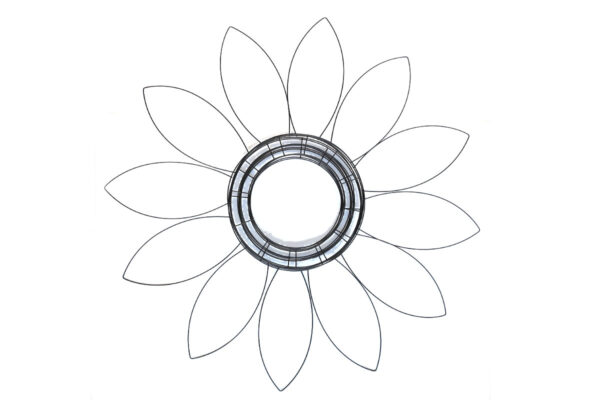 Six bunny wreath forms stacked to create sunflower shape.