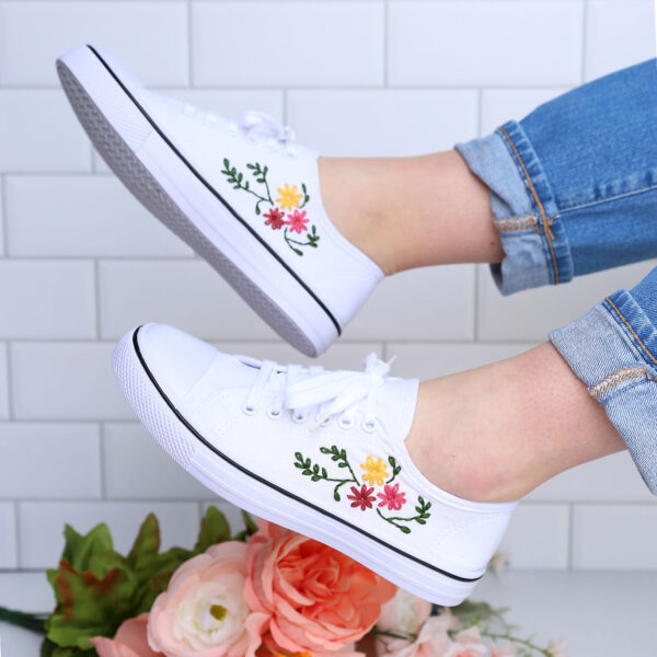Embroidered shoes.