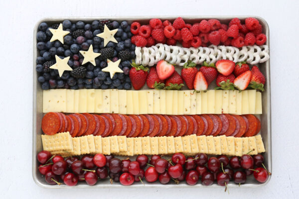 Completed flag charcuterie board.