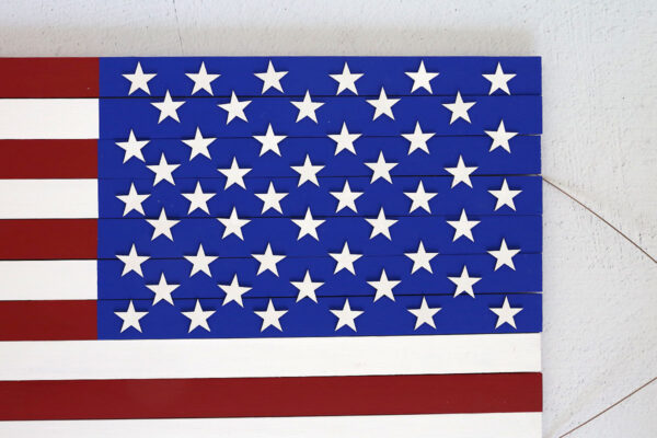 Fifty stars laid out on the blue section.