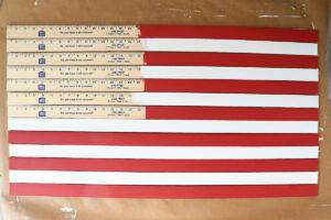 Yardsticks painted white and red.