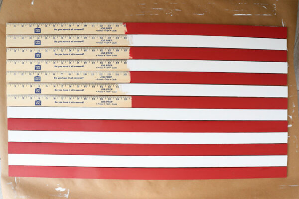 Yardsticks painted white and red.