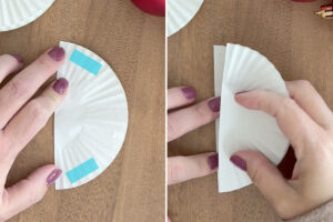 Adding adhesive to liner halves, securing together.