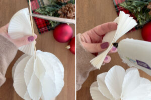 Gluing second set of liners onto the skewer.