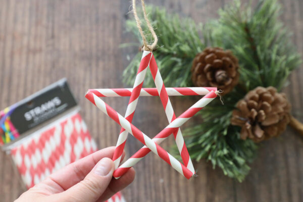 Star ornament made from paper straws.
