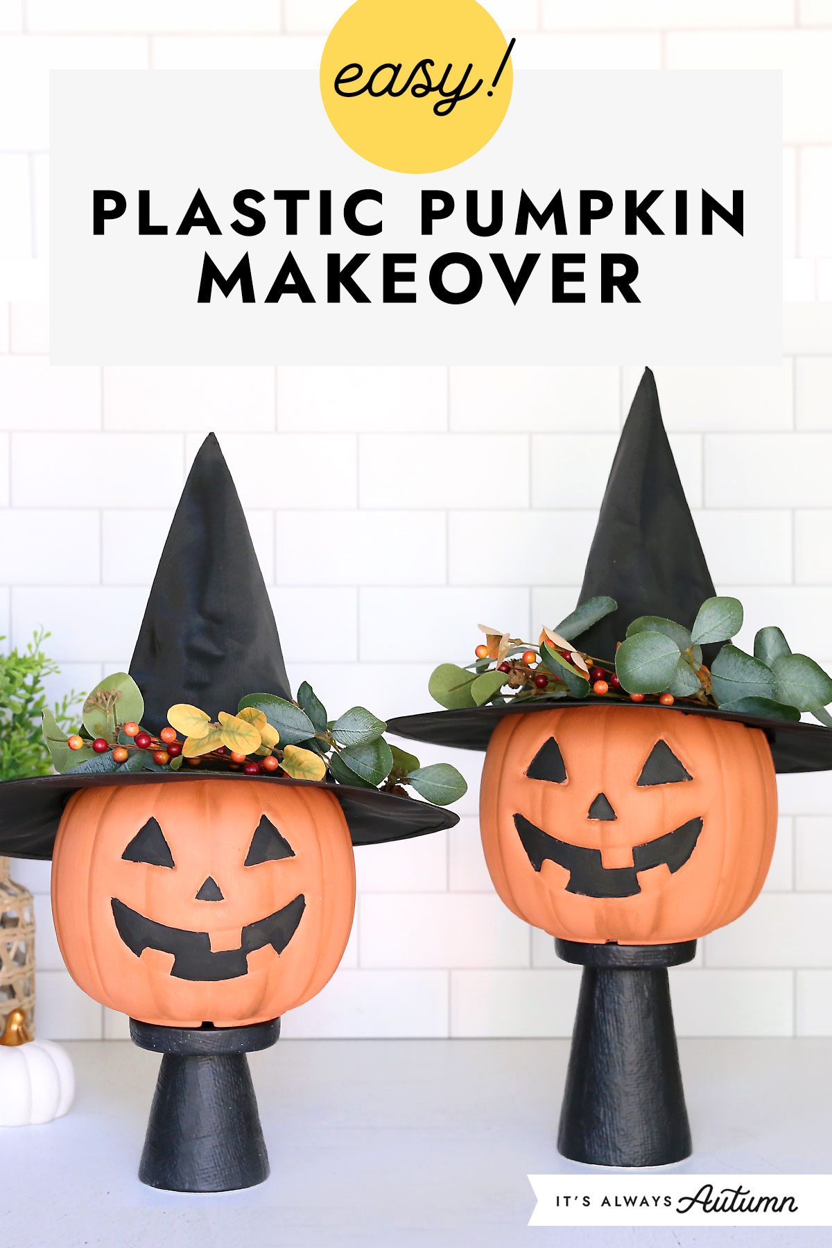 Easy! Plastic pumpkin makeover.