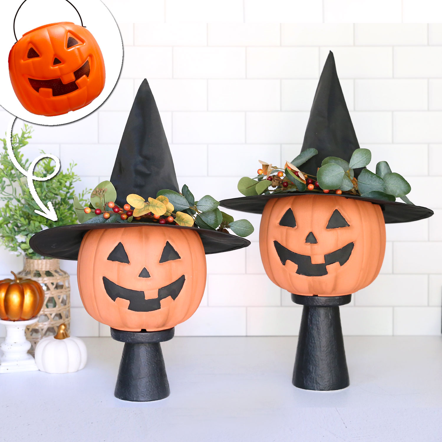Turning a plastic pumpkin into cute terra cotta pumpkins.