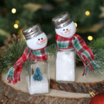 Snowman craft made from salt and pepper shakers.