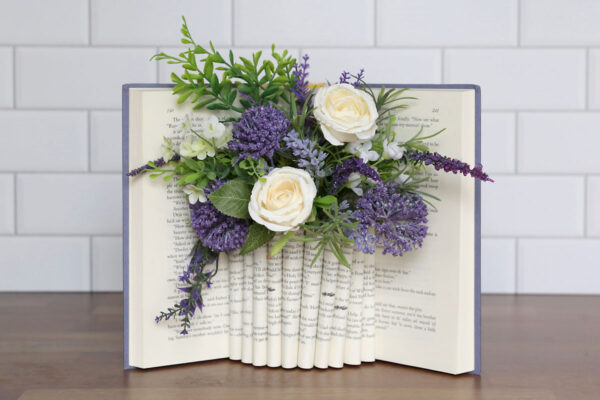 Floral arrangement made from a book.