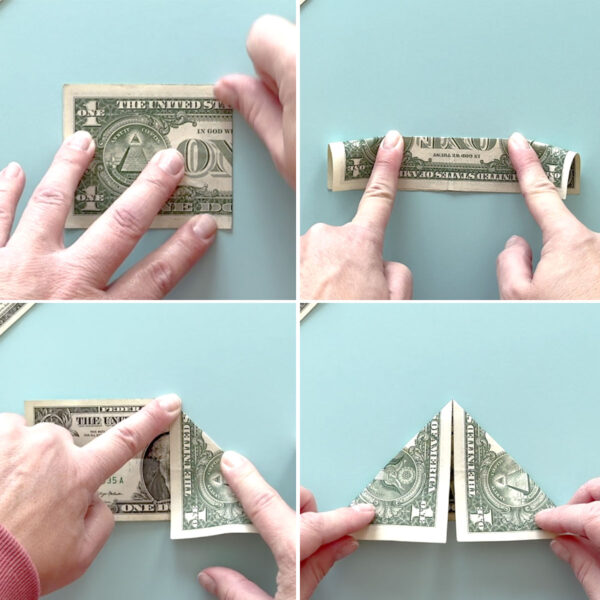 Folding the dollar bill.