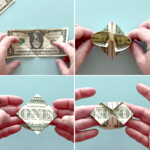 Folding the dollar bill.