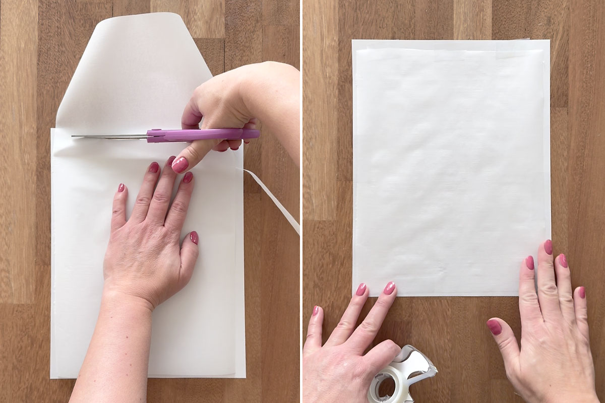 Cutting freezer paper just smaller than printer paper and taping it on.