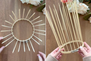 All 24 skewers glued to vase.