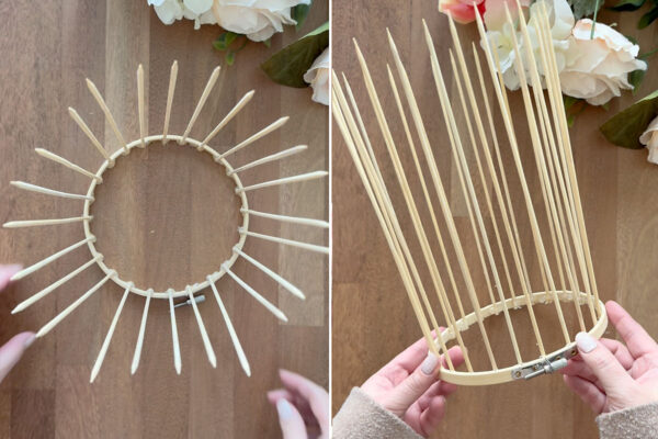 All 24 skewers glued to vase.