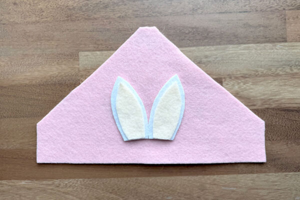 Ears glued together, glued onto the hat piece.