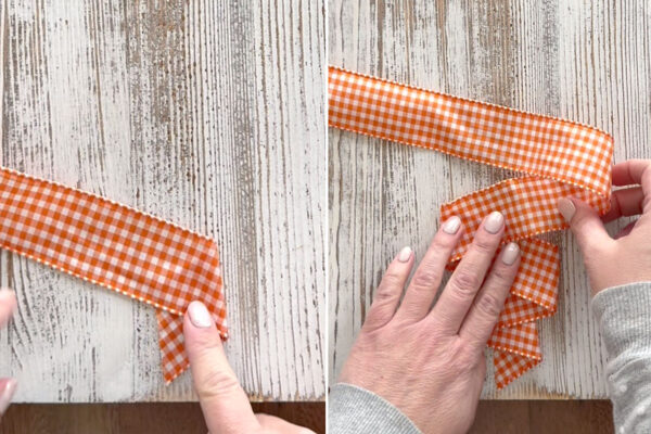 Create carrot shape with ribbon.