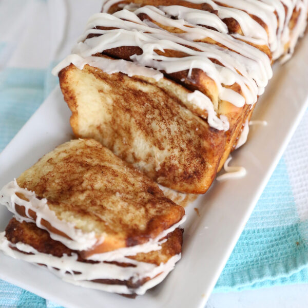 Make ahead cinnamon pull apart bread with glaze.