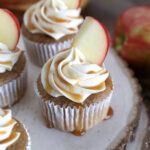 Apple cupcakes with caramel frosting.